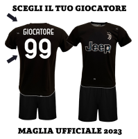 kit trasferta Maglia nera Vlahovic 9  Juventus  ufficiale replica 2022/2023 con pantaloncino nero 